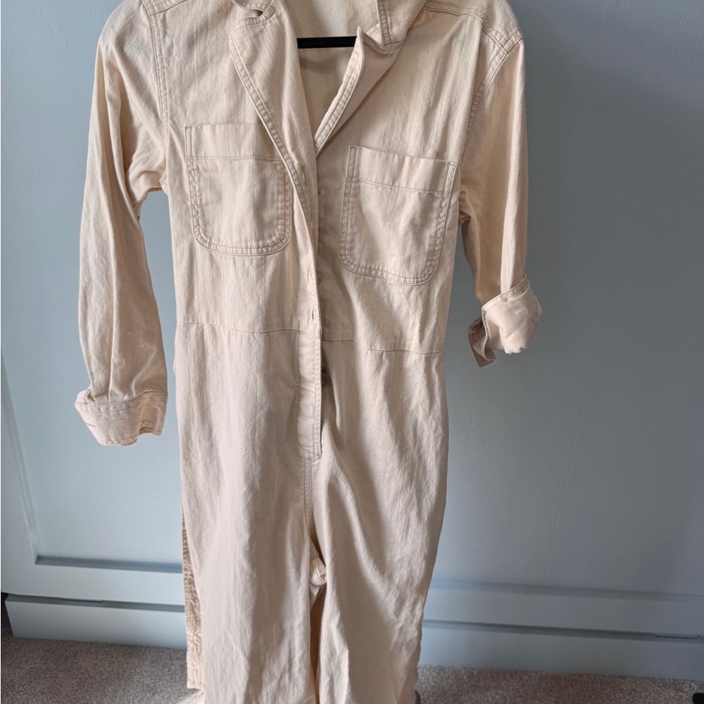 Banana Republic Cream Button-Up Jumpsuit - Picture 2 of 8